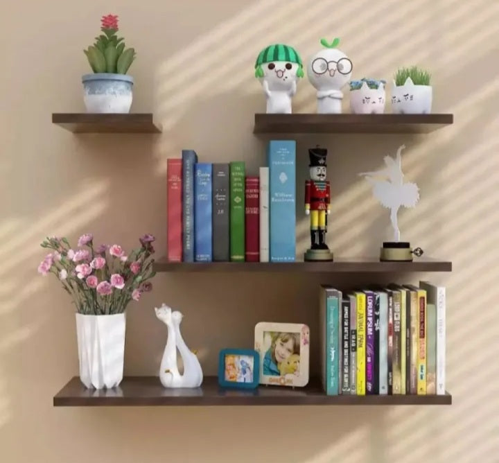 Wall Mounted White & Black Floating Shelves, Book Storage Rack