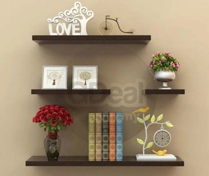 Wall Mounted White & Black Floating Shelves, Book Storage Rack