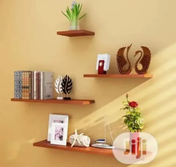 Wall Mounted White & Black Floating Shelves, Book Storage Rack