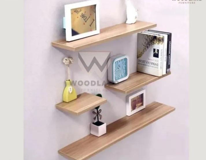 Wall Mounted White & Black Floating Shelves, Book Storage Rack